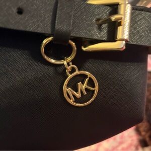 Michael Kors Black Belt with Gold Accents